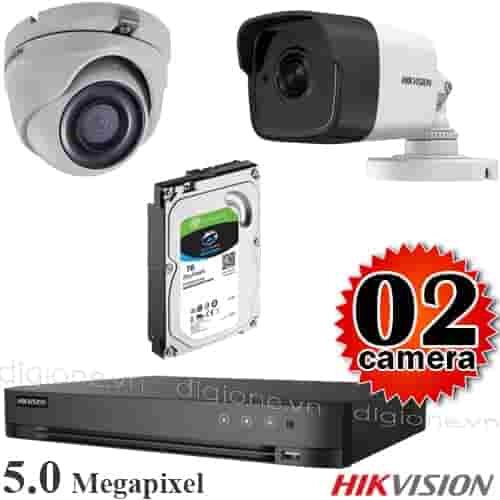 Trọn bộ 2 camera giám sát 5.0MP siêu nét Hikvision
